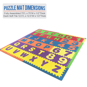Textured Jumbo Size 73" x 73" 36 Pieces Puzzle Play Mat EVA Foam